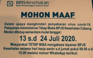 Layanan Tatap Muka Ditutup, BPJS Medan Layani Administrasi Lewat Whatsapp